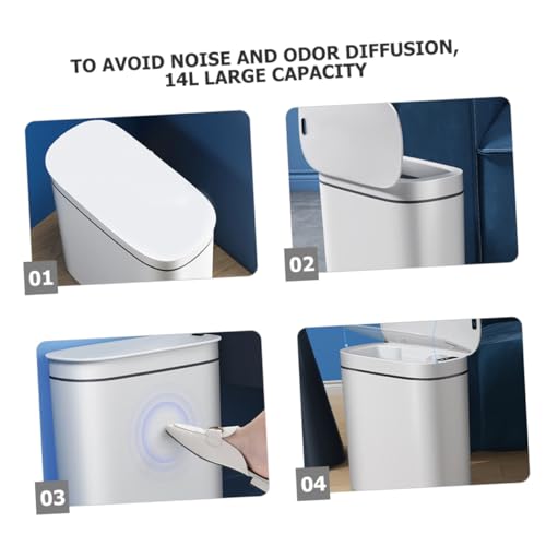 Caneca de Basura Blanca SEWACC 14 L con Tapa Sensor Táctil miniatura 3
