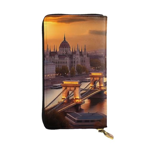 Portefeuille femme long en cuir Budapest à grande capacité et porte-cartes