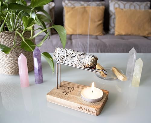Handcrafted-Palo-Santo-Holder-Sage-Burner-KIT-Includes-Palo-Santo-Stick-Large-Tea-Candle-Daily-Affirmations-eBook-Designed-to-Keep-Smudge-Sticks-Burning-Longer-Ideal-Spiritual-Meditation-Gift Handcrafted Palo Santo Holder Sage Burner KIT Includes Palo Santo Stick Large Tea Candle Daily Affirmations eBook Designed to Keep Smudge Sticks Burning Longer Ideal Spiritual Meditation Gift