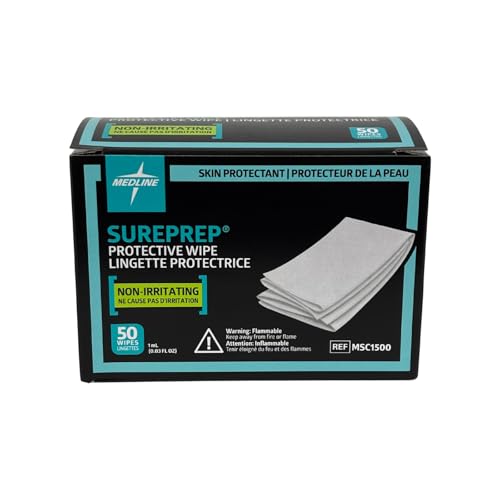 Medline SurePrep Skin Protective Barrier, Wipe - Premium Quality Medical Supplies for Skin Care and Protection, Pack of 50
