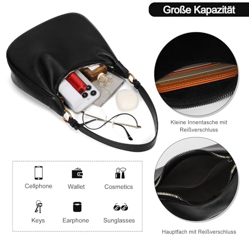 GSenhui Kleine Handtasche Damen Y2K Schultertasche Klein Elegant Hobo Shoulder Bag Women PU Leder Umhängetasche Vintage für Frauen Reisen
