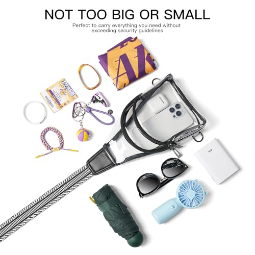 Image of LATMAP Clear Bag for Stadium Events 12x6x12 Clear Purse with 3-Zipper Pockets Crossbody Handbag Tote for Concerts Sports