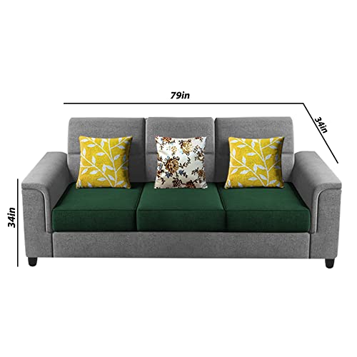 Image of Casaliving Nancy 3 Seater Sofa Set for Living Room | Colour - Green Grey