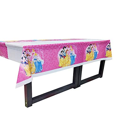 Party Propz Set of 1 Princess Rectangular Plastic Party Table Cover for Birthday Decorations / Party Supplies (PINK/WHITE, SET OF 1)