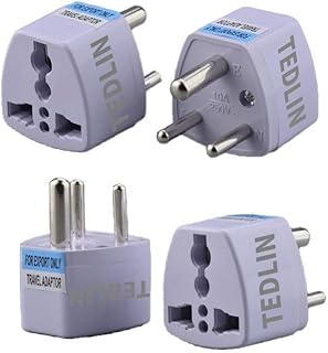 4 Pack of TEDLIN India Travel Plug Adapter (Type D) for Pakistan, Nepal, Bangladesh Grounded and Universal Plug Adapter