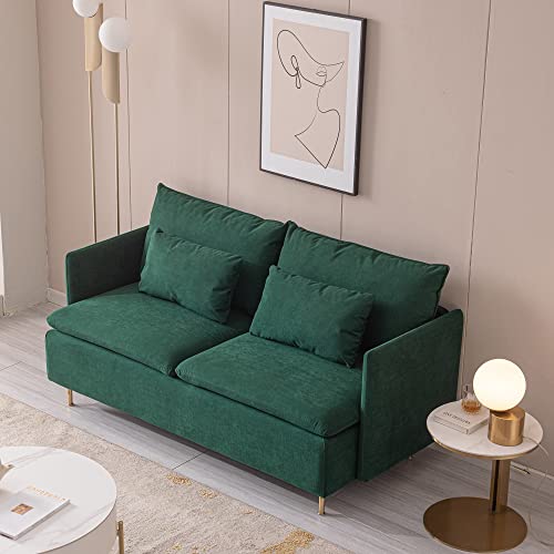 Loveseat Sofa Couch Sleeper Sofa With Metal Legs/High Resilience Sponge Couch, Upholstered Loveseat Couch For Living Room, Bedroom, Small Space (Emerald) #TOP1