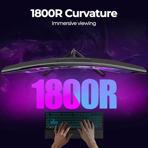 Gaming Monitor 32 Pouces 240Hz, écran PC incurvé Full HD 1080P, écran d'ordinateur incurvé 1800R sans Cadre avec FreeSync et Technologie Eye Care, supporte VESA – Image 5