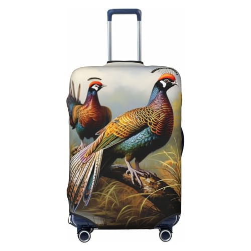 Elastic Travel Luggage Cover for Suitcase Tsa Approved Stretch Scratch-Resistant Suitcase Protector Cover Washable Pheasants Animals Baggage Covers Fits 18-32 Inch Luggage Case