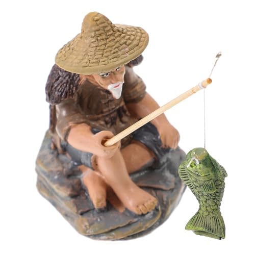 Figurine miniature de pêcheur Feng Shui, décor aquarium résine et bonsaï jardin