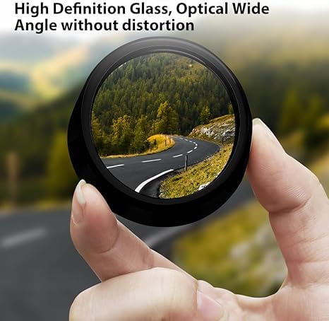 Image of HD Glass Blind Spot Mirror Round 360 Side view Blindspot with Frame, Self-Adhesive for unniversal car Fit with Adjustable Angle, Easy Installation (Black, PACK OF 2)