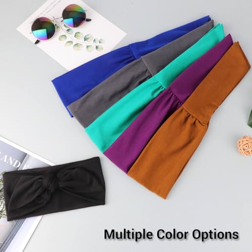 Image of DRESHOW 6 PCS Adjustable Headbands for Women Knotted Headbands Elastic Non-Slip Fashion Hair Bands for Workout Sports Running Yoga
