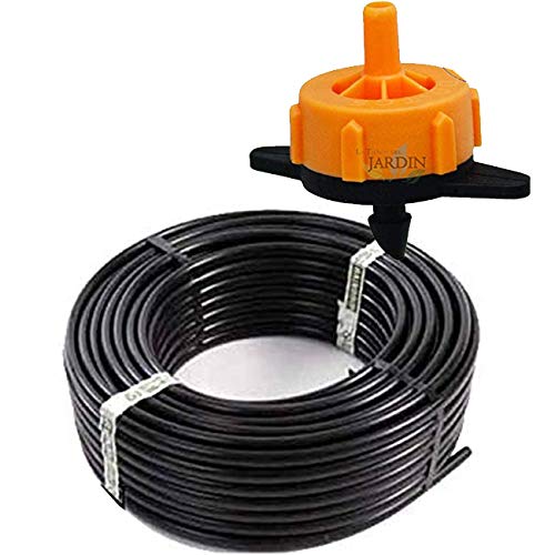 Suinga - TUBAZIONE A GOCCE, 16 mm x 100 m, colore nero + 100 Gocciolatori auto-compensanti 2 l/h smontabili.