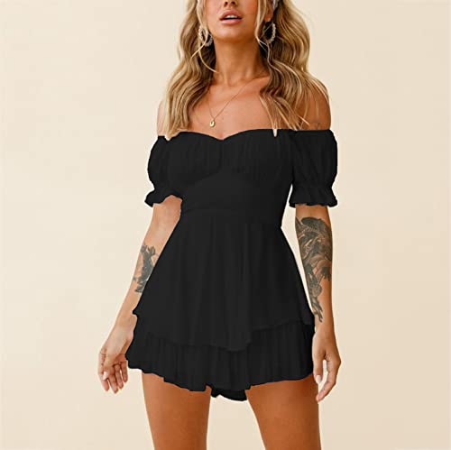 Mono corto con volantes y tirantes para mujer mono liso de verano 2