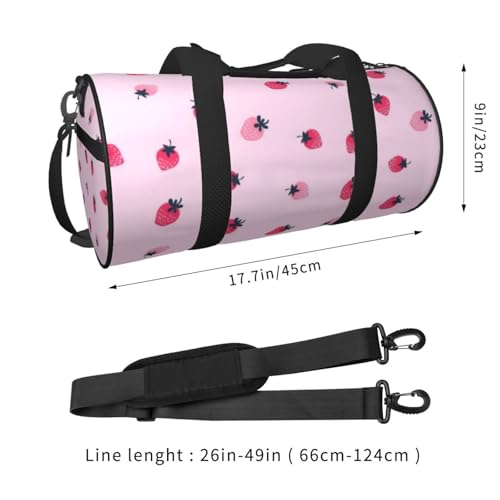Large Weekender Overnight Bag Fashion Sports Gym Bag Pink Strawberry Fruits Travel Duffel Bag With Adjustable Shoulder Strap4