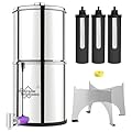 Membrane Solutions UV Countertop Water Filtration System, Stainless Steel 2.25G Gravity Water Filter with 3 Pack 0.1-Micron UF Filters, for Home, Camping, and RVing (U3P)
