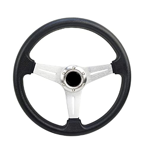AUTO-SNAP-MOMO-13inch-350mm-Deep-Dish-Drifting-Steering-Wheel-Universal-PU-Aluminum-Car-Auto-Racing-Sport-Universal-Car-Steering-Wheel-Cover-Spinner-Color-Silver-with-hub