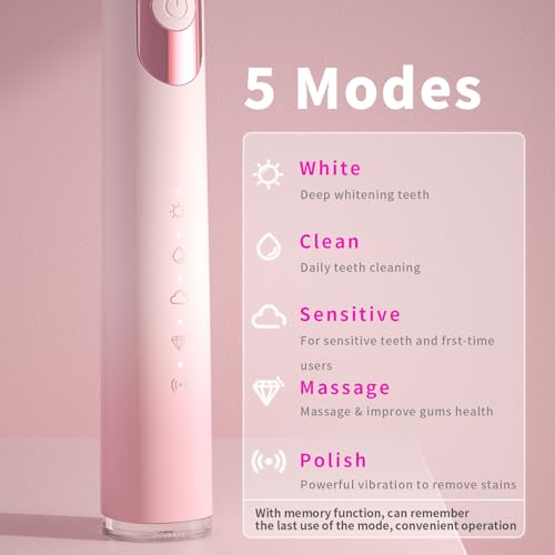 Image of Seago Electric Toothbrush, Rechargeable Electric Toothbrush with 2 Brush Heads, 40,000 VPM, 5 Cleaning Modes with Teeth Whitening, 30 Day Battery Life - Ideal for Adults and Children, SG-2303