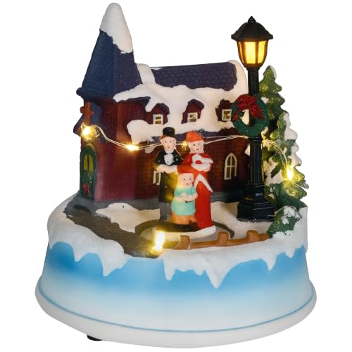 HOMCOM Pueblo Navideño con Luces LED Escena Navideña Música Multicolor