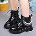 4.5-5 Years Baby Girls Ankle Boots Fashion PU Lace up Side Zipper Pearl Chain Non-slip Princess Booties Combat Boot