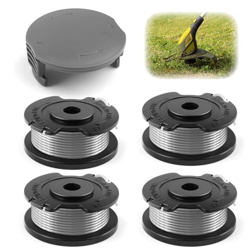 Bobina y línea para desbrozadora Bosch,4 pcs bobina de repuesto de recortadora cortabordes para F016800569,1 tapas para F016F05320 compatibles con Bosch EasyGrassCut 18/23/26/18-230/18-260(Ø1.65mm 6m)