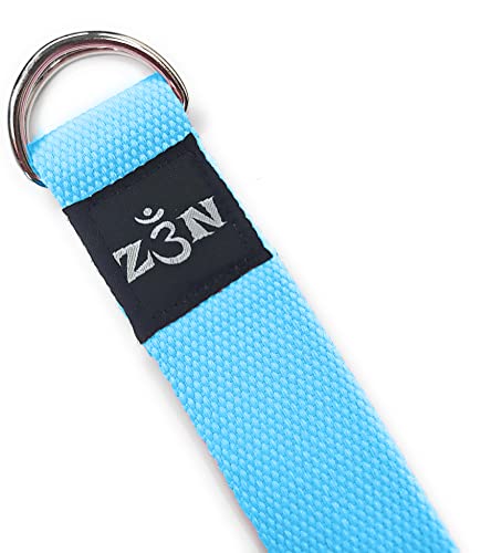 Z3N Yoga Strap - Strong Durable Premium Strap (1.5" Wide) With Metal D-Ring Buckle Loop For Yoga, Stretching, Exercise, Fitness, Pilates, Physical Therapy, Dance, Gym (8 Feet, Blue) #TOP1