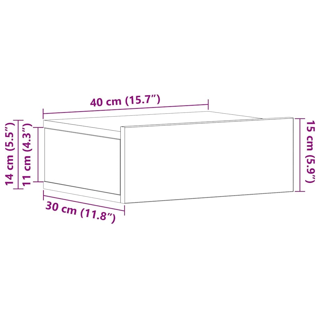 vidaXL Comodini Pensili 2pz Neri 40x30x15 cm in Legno Multistrato