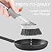 Soap Dispensing Scrub Brush - 4-in-1 Kitchen Cleaning Brush with Built-in Tank, Scraper Heads for Stubborn Grime on Pots Pans, Stand/Hang Storage-Grey