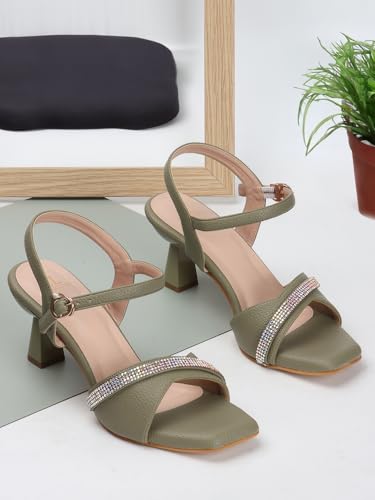 Image of Carlton London women's Embellished Strap Ankle Strap Sculpted Heel Sandals