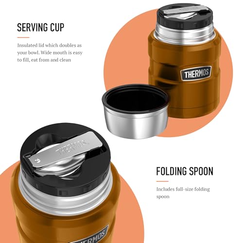 Thermos Stainless King Food Flask, 470ml Capacity - Sleek Multi- Purpose Flask for Daily Food Prep - Durable Stainless Steel with Classic Copper Finish - Ideal for On-the-Go Meals & Drinks