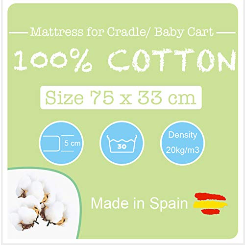 PEKITAS Matras, ovaal, ademend, 75 x 33 x 5 cm, overtrek 100% katoen, gemaakt in Spanje - Afbeelding 3