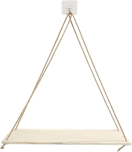 Miniatura 2 de wsloftyGYd - Estantería flotante de madera para colgar cuerda, maceta de flores, estante de almacenamiento, decoración de pared, eslinga para