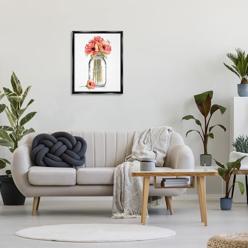 Image of Mason Jar Poppies Floral Still Life, 24 x 30 Inch Canvas in Floater Frame | Stupell Industries . By Amanda Greenwood . Ready to hang once unboxed . Made in USA
