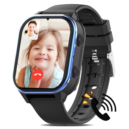 AXYWINBO Smartwatch 4G con Videollamada, Localizador Smart Watch GPS/WIF/Bluetooth, con Imagen y Chat de Voz, Reloj Inteligente Podómetro Caloría Música SOS, para Niños Mayores de 5 años, Negr