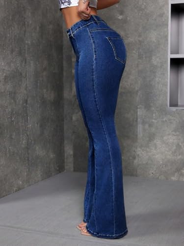 Image of Glossia Bell Bottom Jeans for Women | Stretchable High Waist Flared Denim | Bootcut Butt Lifting Fit | Leg Lengthening | Plus Size 26-38
