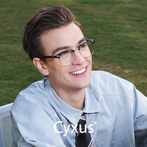 Image of Cyxus Blue Light Glasses Men Retro Semi Rimless Clear Blue Light Glasses for Computer Eye Strain Gaming Glasses Anti Harmful Blue Light for Men Women