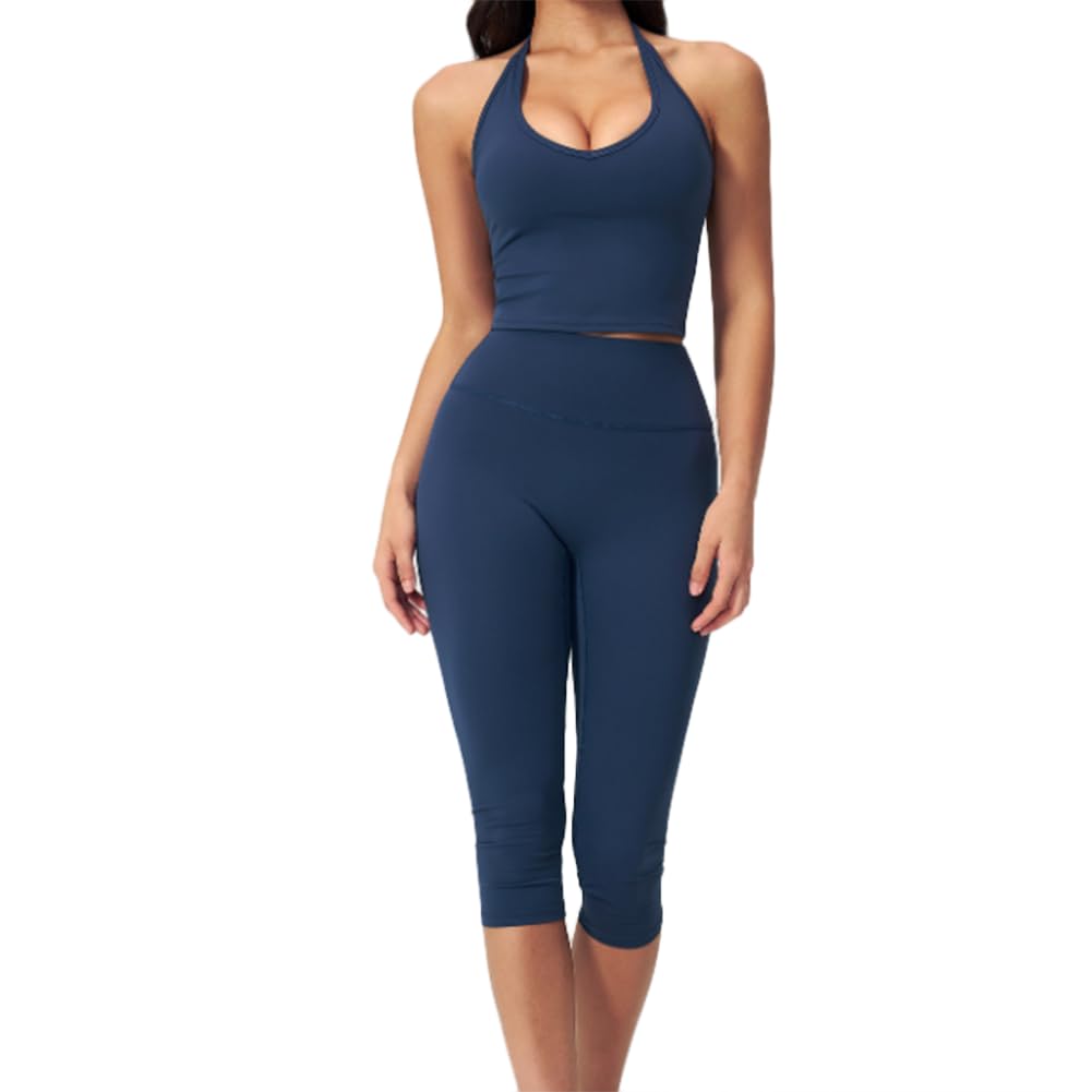 XYFfybhsd Vests and Sportswear Set for Women Slim-Fitting and Slimming Casual Yoga Set(Size:M,Color:Blue)