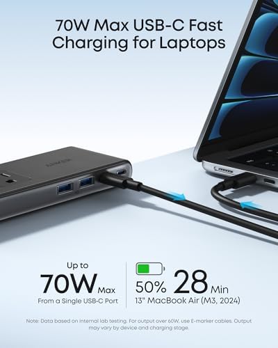 Anker Nano Power Strip, Desk Clamp with 1500J Surge Protector, 5ft Extension Cord, 70W Max Gaming Desk Accessories, 6 AC, 2 USB A, 2 USB C, Home Office Essentials, Fit 0.6~1.8'' Tabletop Edge (White) - 2