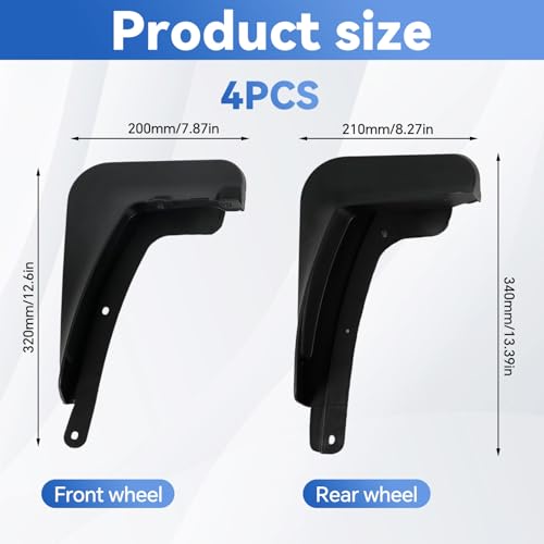 Image of Mud Flaps Splash Guards Front & Rear 4 Piece Kit for 2021-2025 Chevrolet Trailblazer LS /LT /Activ, No‑Drill Thermoplastic Mudguard Set