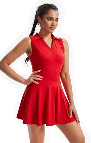 Tennis Golf Dress Workout Athletic Dresses for Women with Pockets Shorts 2 Piece Sets Outfits Cute Clothes Summer2