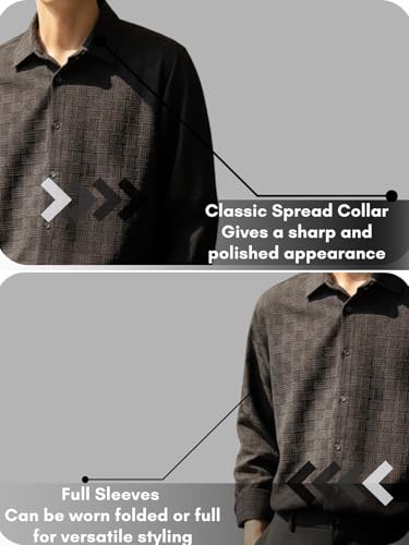 Image of Leriya Fashion Men's Formal Button Down Shirt - Slim Fit Office Wear Shirt for Men | Textured Long Sleeve Polycotton | Business & Meeting Ready