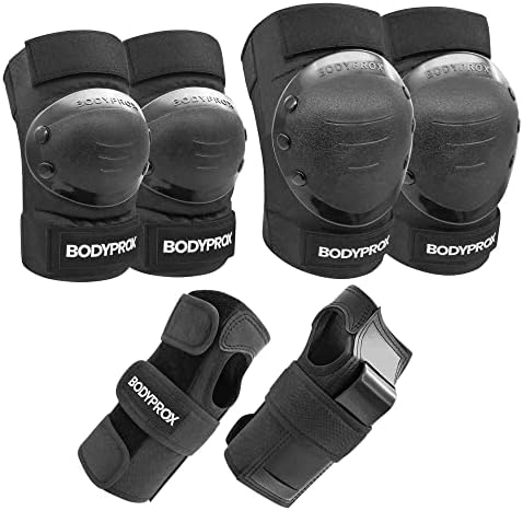 Bodyprox Knee Pads Elbow Pads Wrist Guards Set for Inline Skating, Skateboarding, Roller Derby, BMX Ride, and Rollerblading (Small)