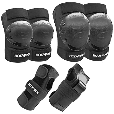BODYPROX Knee Pads Elbow Pads Wrist Guards Set for Inline Skating, Skateboarding, Roller Derby, BMX Ride, and Rollerblading (Medium) Cover