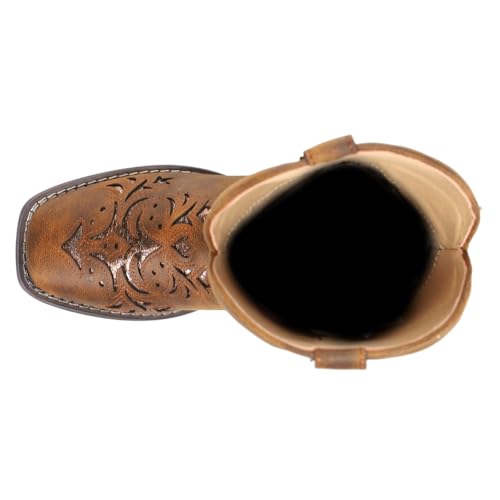 Image of ROPER Womens Kennedy Glitter Tooled Inlay Square Toe Pull On Casual Boots Mid Calf Low Heel 1-2 inch