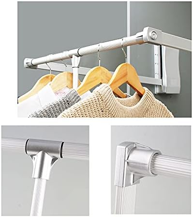 Adjustable Wall-Mounted Silver Hanging Rail - Space-Saving Wardrobe Slide Rail, Soft R Design, Supports 30KG, Fits 830-1150mm - Ideal for Closet Organization and Maximizing Space