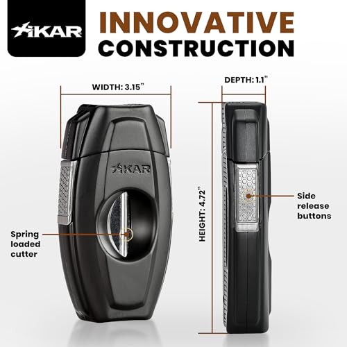 Xikar VX2 Black V-Cut Cigar Cutter with Stainless Steel Blades & Secure Lock, Clips up to 70 Ring Gauge Cigars | 64 RG Bowl Spring-Loaded Deep V-Cut Cigar Snipper | Cigar Accessories for Aficionados