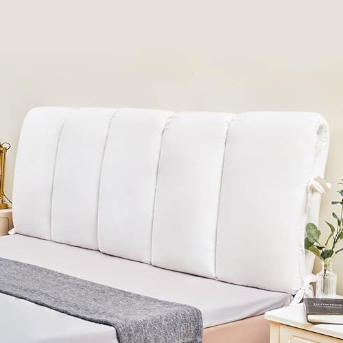 YSZBD Cuscini per Testata Letto con Lacci Cuscino per Testata Letto Sfoderabile Copri Testiera del Letto Matrimoniale Imbottita Cuscini Schienale Letto Matrimoniale(#Bianco,180x60cm)
