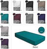 [page_title]-one-home Frottee Spannbettlaken Spannbetttuch 90x200 140x200 180x200 Bettlaken Baumwolle, Maße:90x200 cm - 100x200 cm, Farbe:Petrol