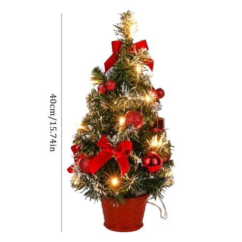 1.3 FT Artificial Bows & Needle Small Christmas Tree for Home Party Decor (Red) - image 7