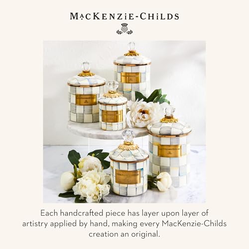 Image of MACKENZIE-CHILDS Enamel Canister, Large, Gray-and-White Sterling Check