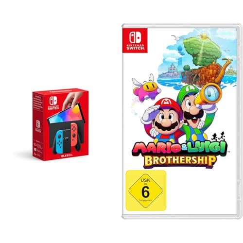 Nintendo Switch-Konsole (OLED-Modell) Neon-Rot/Neon-Blau & Mario & Luigi: Brothership